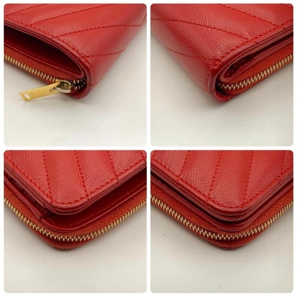 Yves Saint Laurent Red Quilted Leather Wallet - Picture 5 of 10